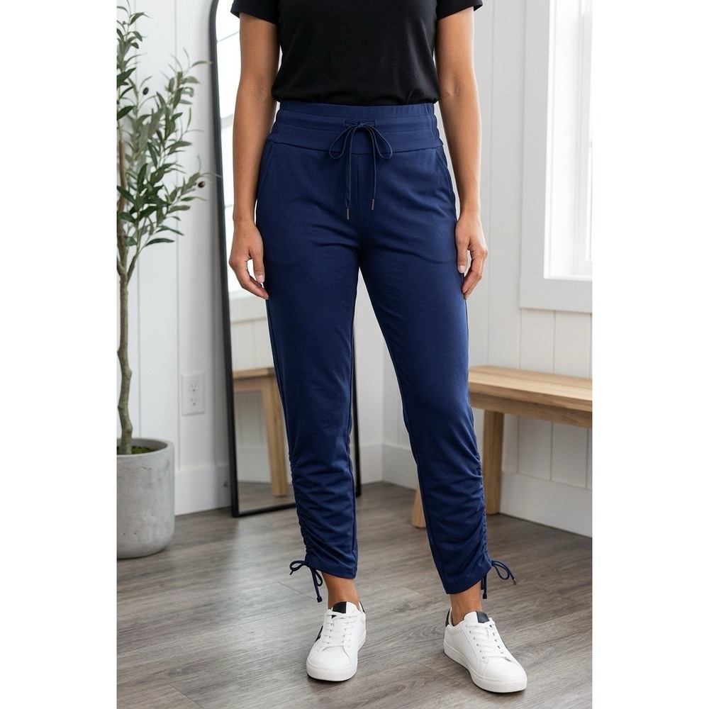 Jo + Jax Fiora Scrunch Cinched High Waist‎ Joggers Leggings Blue